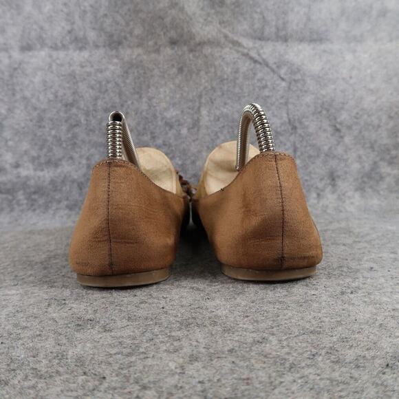 Mudd Shoes Womens 8 Ballet Flats Fashion Slip On Fringe Bow Brown Casual Classic - Picture 5 of 13